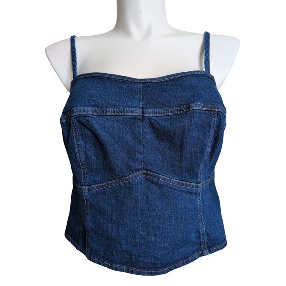 Denim Bustier Corset Crop Top XXL Y2K Boho Festival Grunge Indie Sleaze Western - Picture 1 of 6
